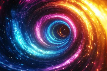 Obraz premium Abstract Spiral of Glowing Light Streaks and Stars