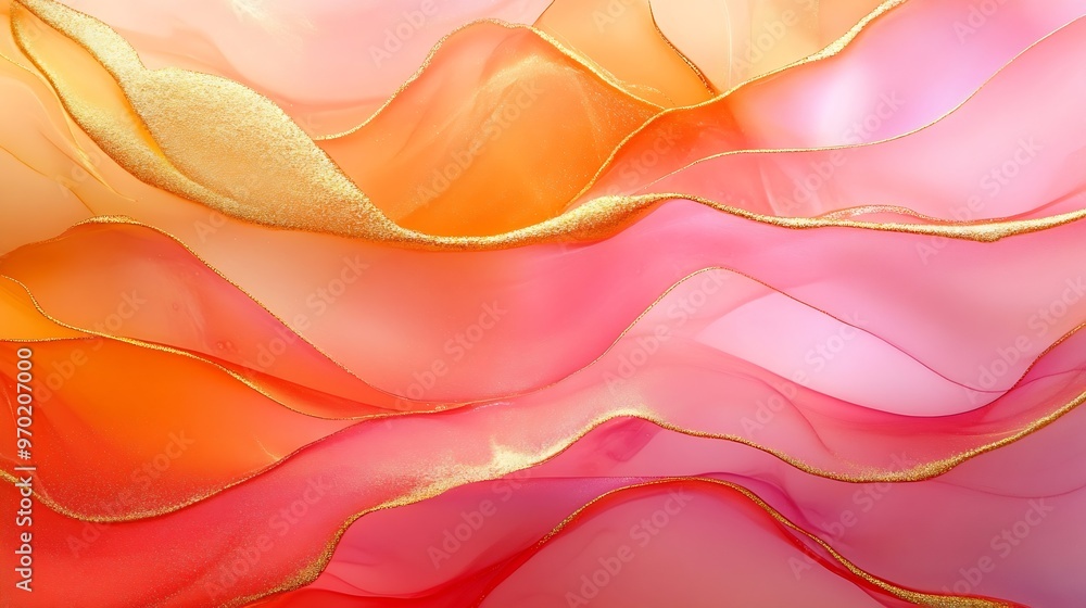 Aufkleber natural luxury abstract fluid art painting in alcohol ink technique tender and dreamy wallpaper mixt
