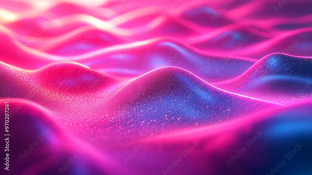 Aufkleber Pink and teal dynamic sheets with neon led illumination Retro futurism abstract background : Generative AI