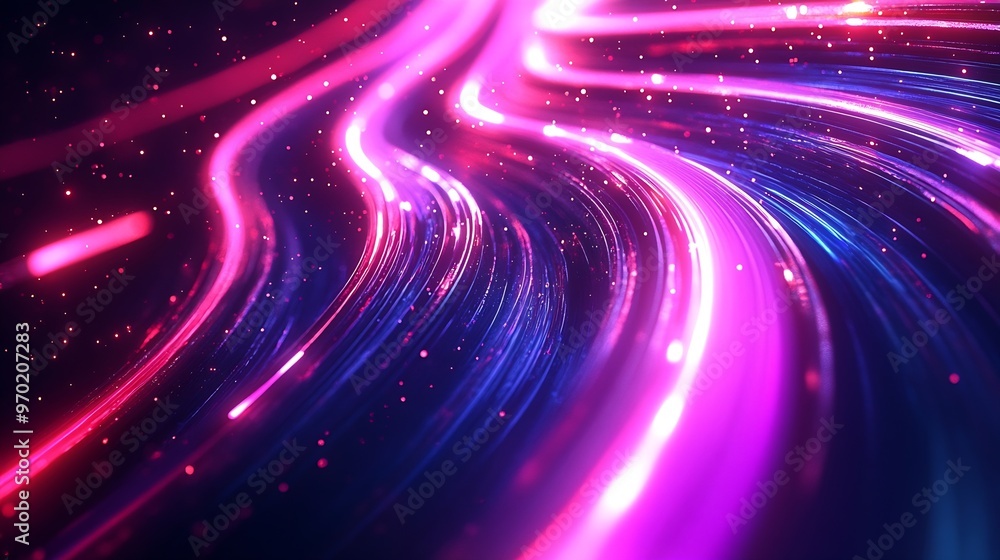 Poster Colorful swirl elements with neon led illumination Cyberpunk futuristic background : Generative AI