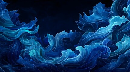 Fantasy-inspired ocean waves, intertwined with mythical sea creatures, seamless pattern in vibrant blue and teal, digital painting with intricate details and whimsical charm.