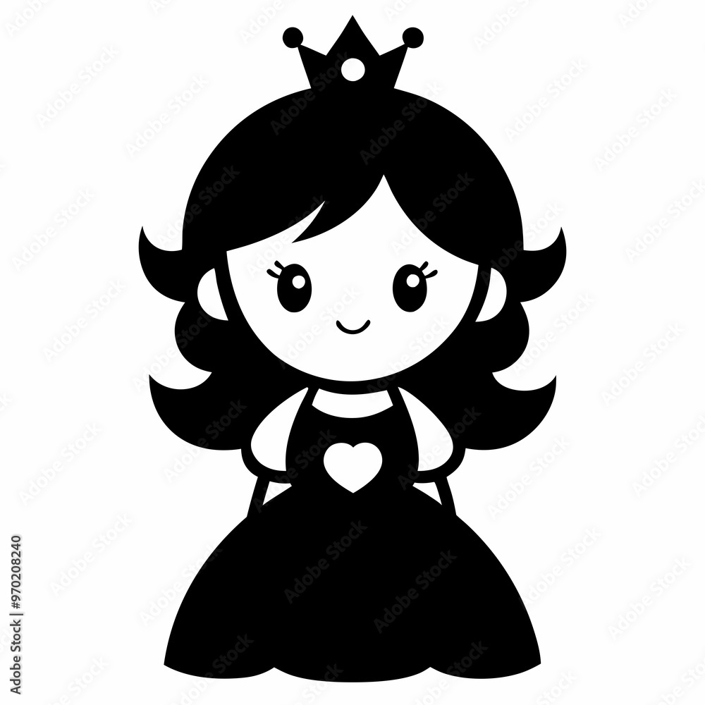 Wall mural cute princess black silhouette vector