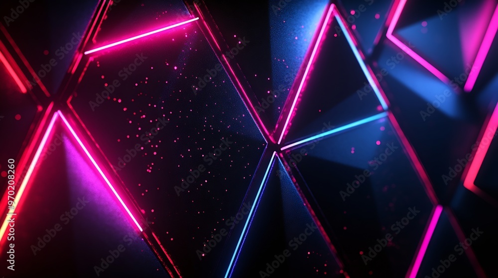 Poster abstract background dark neon colors and geometric pattern : generative ai