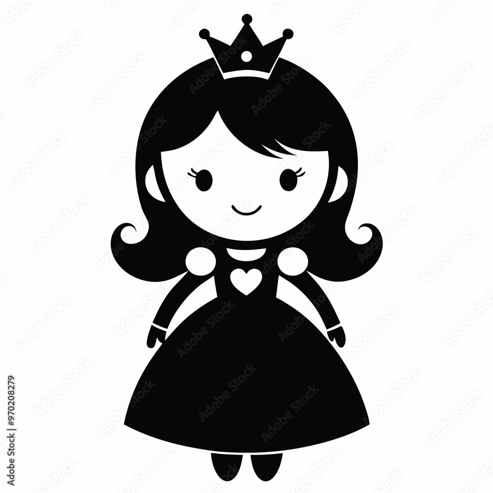 Wall mural cute Princess black silhouette vector