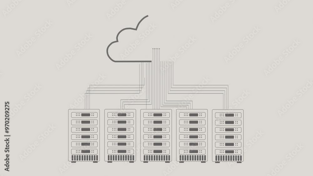 Poster server room, cloud computing and storage for data for safety, information sharing and innovation. il