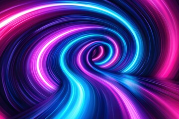Abstract Swirling Lines of Blue and Pink Light
