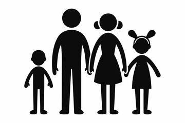 stick figure family black silhouette vector icon