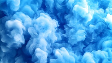 Fototapeta premium Whimsical cloud pattern with swirling shapes, soft blues, white highlights, ethereal and dreamy, light and airy watercolor effect.