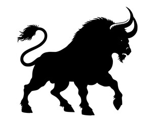 illustration of a bull, silhouette of bull