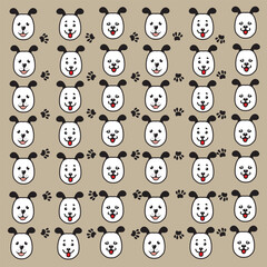 Obraz premium Puppy Paw Prints and Faces as a Pattern