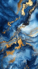 Naklejka premium Blue and gold marble texture with swirling patterns, abstract art concept