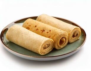 Kathi Roll on plate isolated on white background