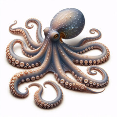 Obraz premium Vivid octopus illustration showcasing intricate textures and dynamic form
