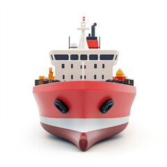 Obraz premium 3D icon of a cargo ship, on a solid white background