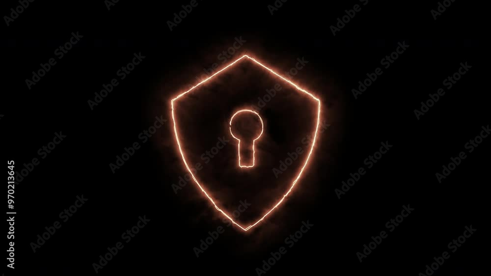 Poster Server, system and glow of cybersecurity, lock and software of interface, programming and digital. Futuristic, process and animation of connection, flow and networking of database and big data