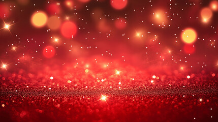 A photo card full of stars with a red Christmas background