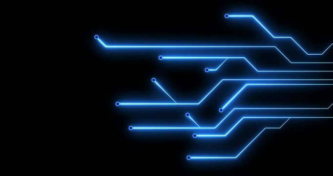 Networking, connection and lines for data, futuristic and communication on dark studio background. Empty, neon and design for internet, ai and programming for code, abstract and holographic