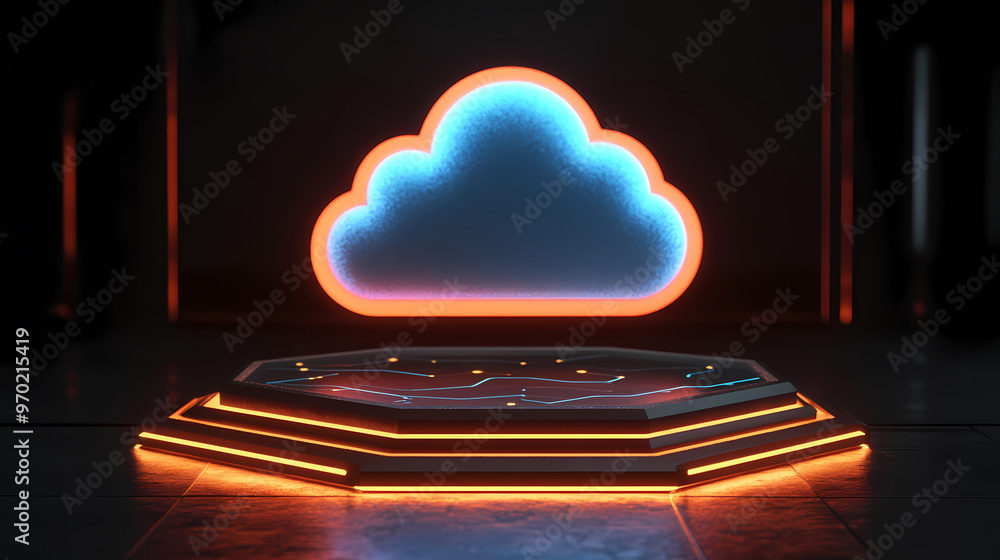 Aufkleber cloud platform display with futuristic tech