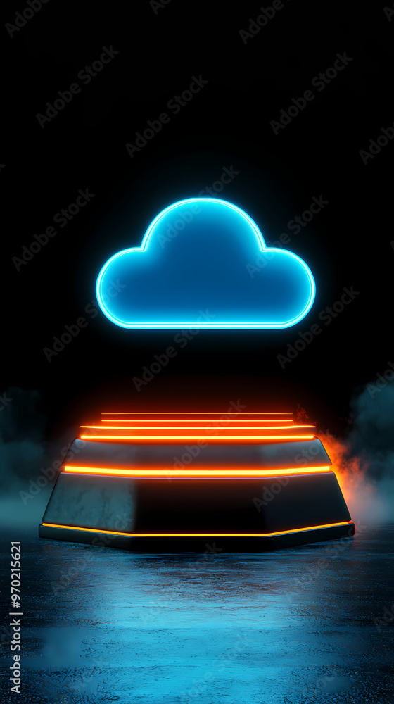 Aufkleber cloud platform display with futuristic tech