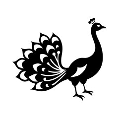 Peacock Icon Silhouette - Transparent Background Clipart 