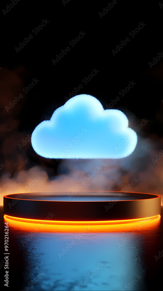 Poster cloud platform display with futuristic tech