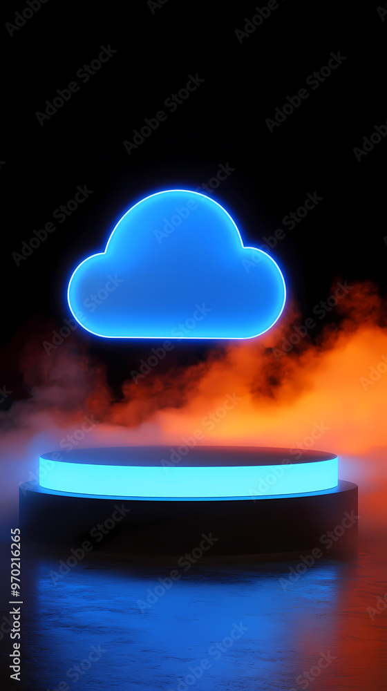 Poster cloud platform display with futuristic tech