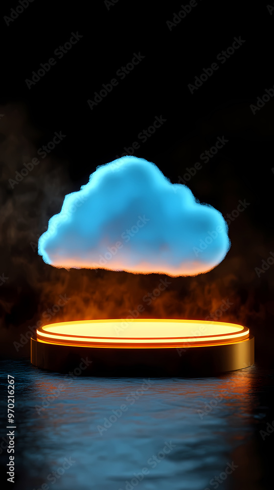 Poster cloud platform display with futuristic tech
