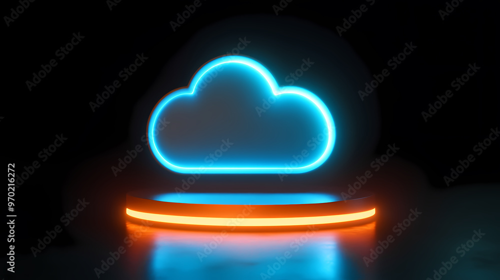 Poster cloud platform display with futuristic tech