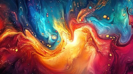 Vibrant abstract fantasy artwork featuring an explosion of color