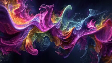 Fototapeta premium Vibrant abstract wavy texture with a fantastical fractal design Digital artwork featuring 3D rendering techniques