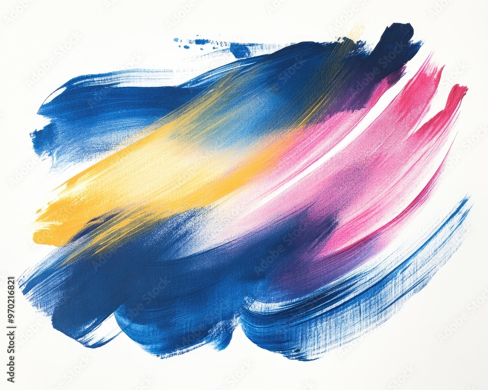 Poster vibrant ink and watercolor texture on a white background featuring gradient strokes and a decalcoman