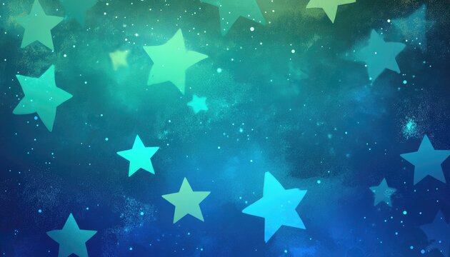 Light blue and green 2D cartoon texture featuring vibrant stars Colorful abstract illustration with gradient star designs suitable for promotional use