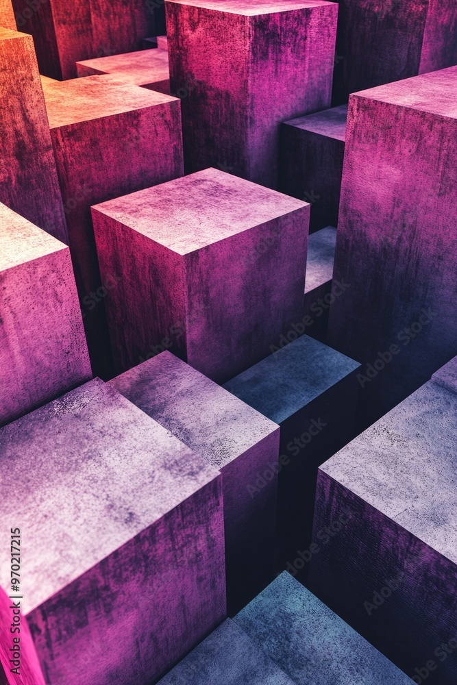 Poster abstract background featuring three dimensional blocks