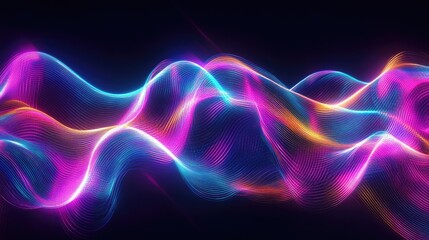 Neon Wavy Line Graphic Handcrafted Line Element Neon Scribble Design Childlike Drawing Style
