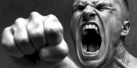 Obraz premium Portrait of an Aggressive Person, Anger Management and Emotional Awareness