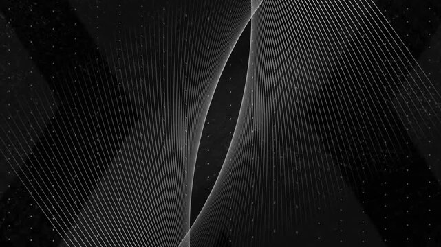 Animation of mesh of light trails moving over black background