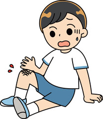 膝を怪我した男の子