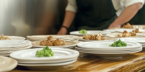 Hotel Restaurant Food Prep Area, Professional Kitchen Background