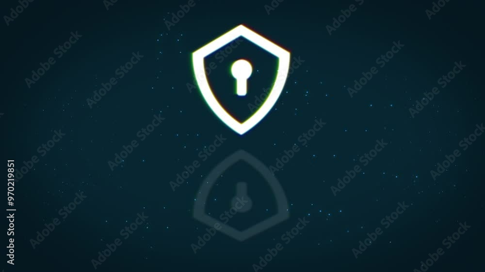 Poster Server, digital and process of system, lock and overlay of interface, programming and cybersecurity. Futuristic, coding and animation of connection, flow and networking of database and big data
