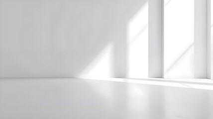 Fototapeta premium Sunlit Minimalist White Room with Empty Space