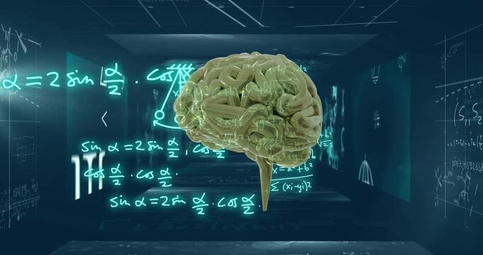 Animation of human brain, ai mathematical data processing