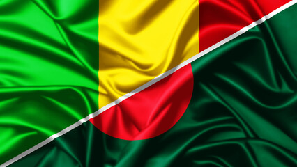 United waving flag of Mali and Bangladesh