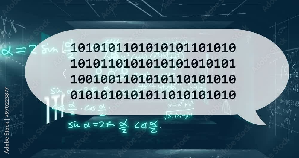 Poster animation of ai binary coding and mathematical data processing