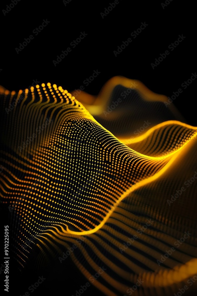 Aufkleber a mesmerizing array of yellow dots flows naturally across a black backdrop, evoking a sense of motio