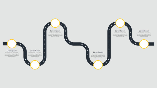Roadmap Infographic with 6 steps process