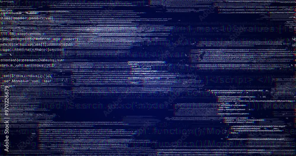 Leinwandbilder Cybersecurity, data transfer and futuristic server code for AI testing on dark background. Programming, technology and metaverse with hacking, network and algorithm with overlay or digital 3D render