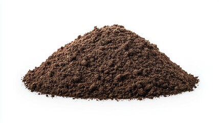 A pile of dirt is on a white background