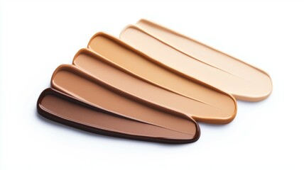 A row of makeup brushes with different shades of brown and tan