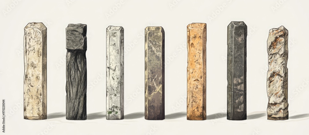 Poster columns of various tablets displayed in isolation