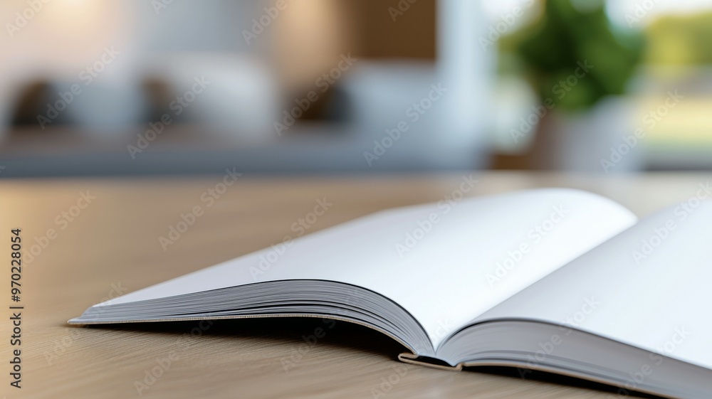 Poster a book is open on a table